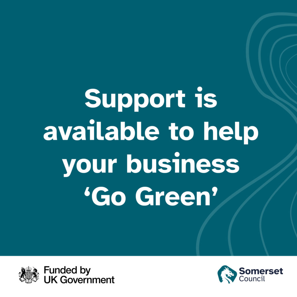 Graphic stating that support is available to help your business go green