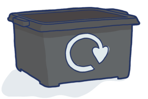 Illustration of a black recycling box