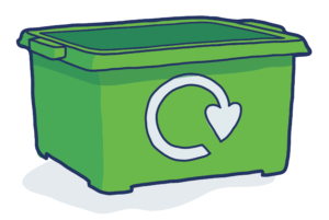 Illustration of a green recycling box