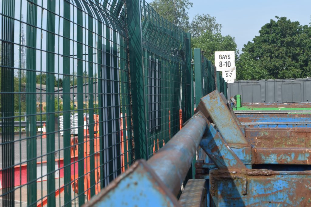 Blue skip at a recycling site