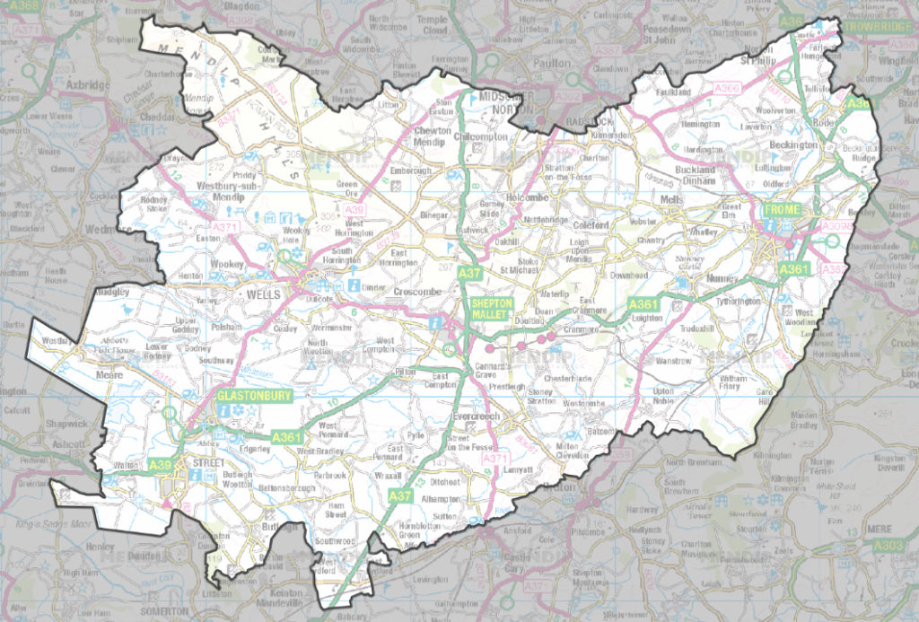 Map of Mendip area.