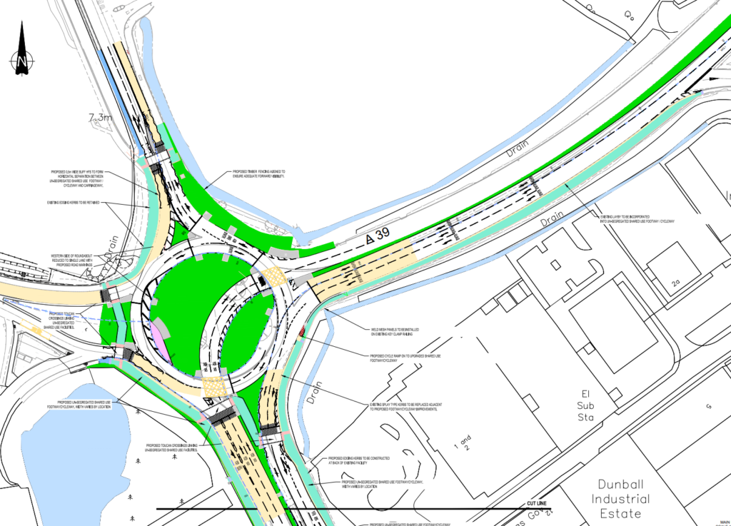 Plan of the Dunball roundabout improvements