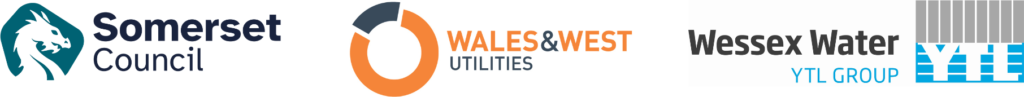 Somerset Council, Wales & West Utilities and Wessex Water logos.