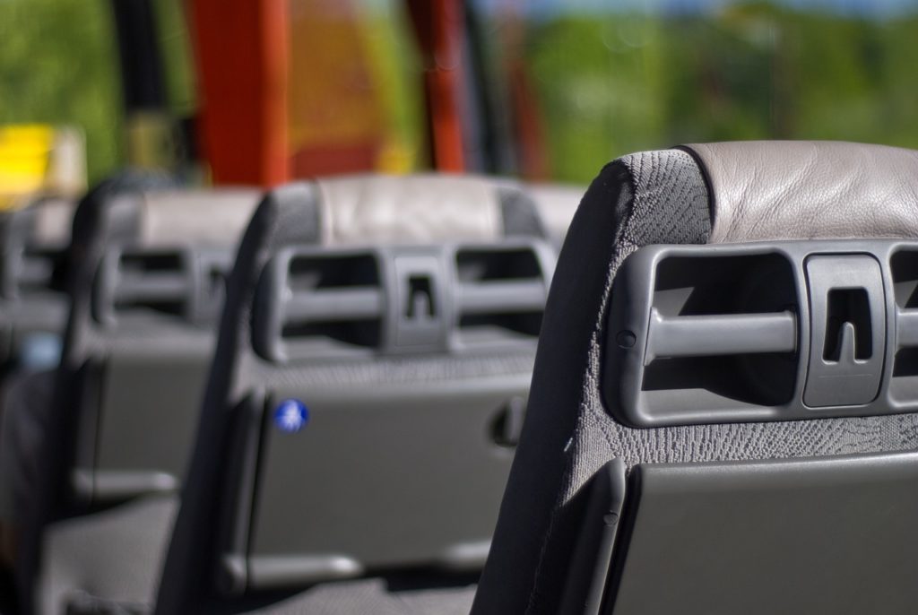 Seats on a bus.