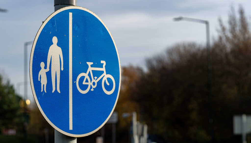 Pedestrian and Cyclist shared path sign.